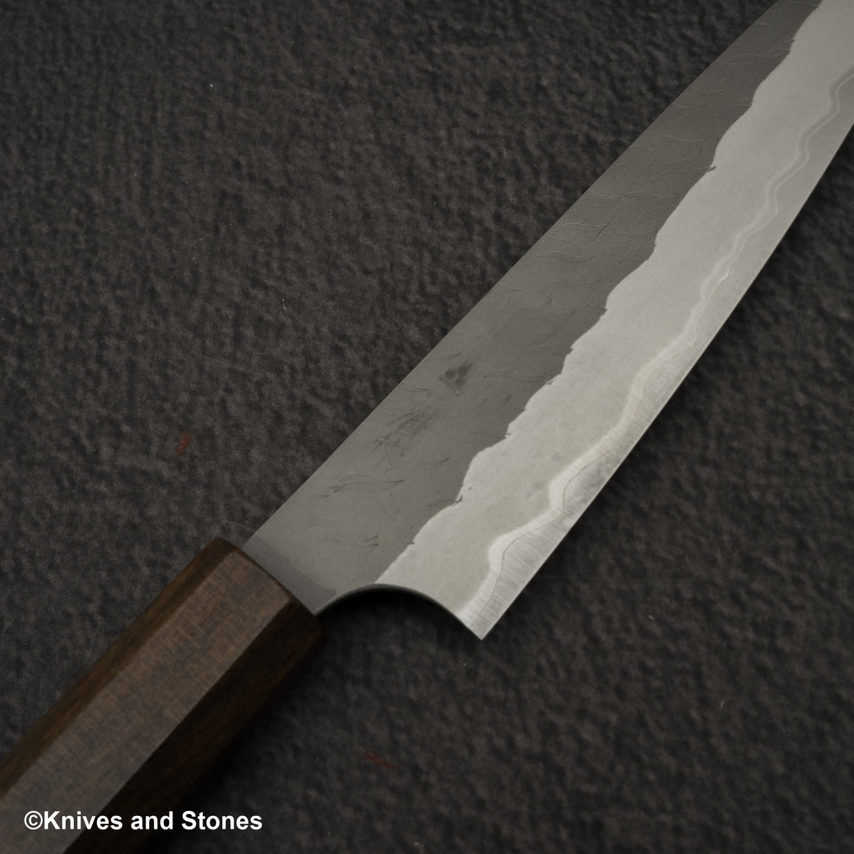 Nigara Aogami (Blue) Super Matt Migaki Tsuchime Finished Petty 150mm Black Chacate
