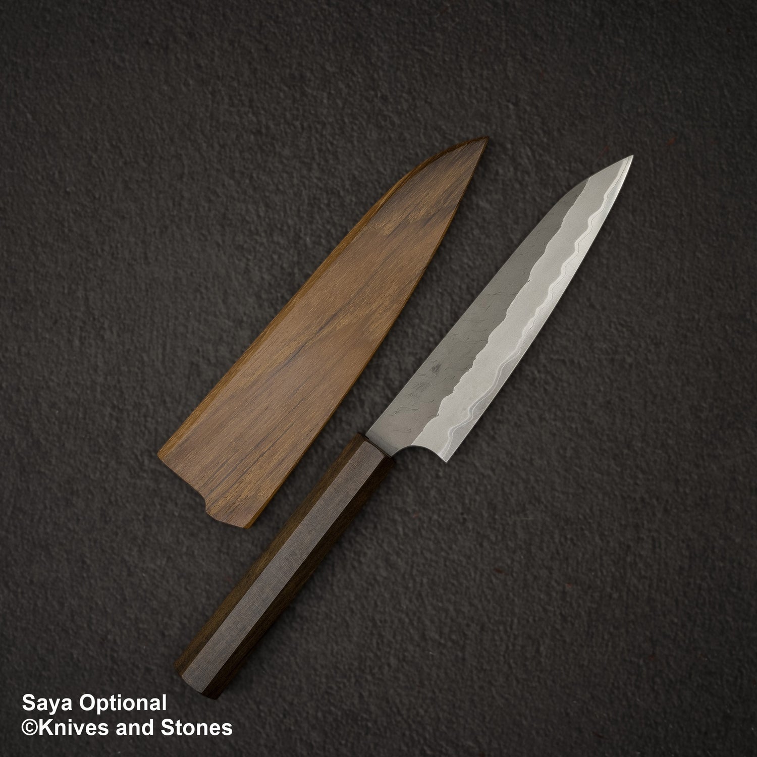 Nigara Aogami (Blue) Super Matt Migaki Tsuchime Finished Petty 150mm Black Chacate