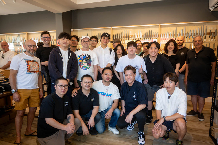 Group photo with Shibata-san and event attendees at the Knives & Stones Sydney store