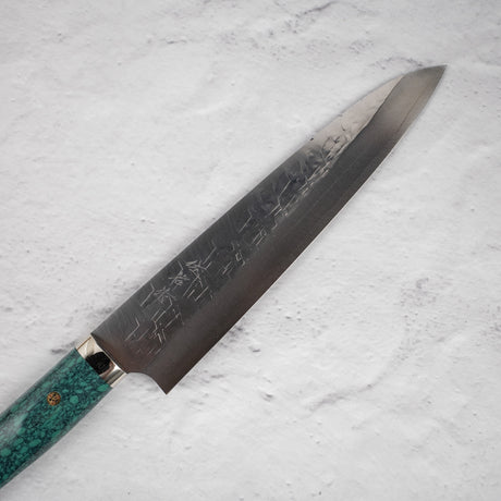 사지 타케시 SRS13 규토(셰프나이프) 240mm 웨스턴핸들 그린 터콰이즈 사야 포함