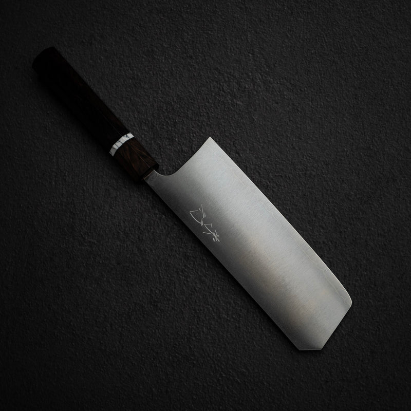 시바타 코테츠 크로맥스 보스 나키리(야채칼) 175mm 에보니 화이트 링 핸들