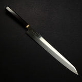 Sukenari VG XEOS Nimai Kiritsuke Yanagiba 300mm, Ebony Handle with Brass Ferrule