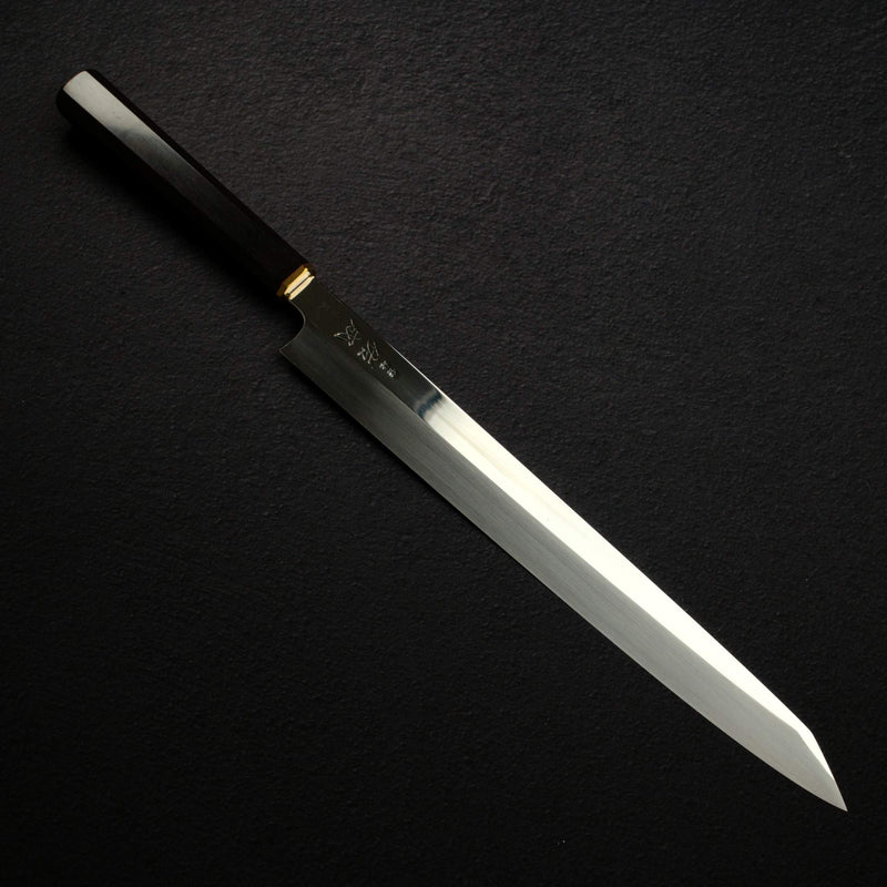 Sukenari VG XEOS Nimai Kiritsuke Yanagiba 300mm, Ebony Handle with Brass Ferrule