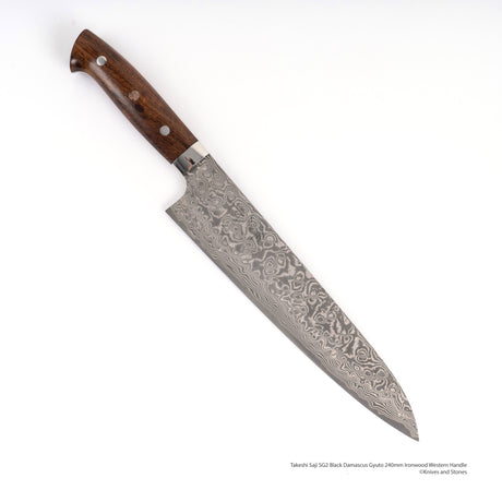 사지 타케시 SG2 블랙 다마스커스 규토(셰프나이프) 240mm 아이언우드 웨스턴핸들