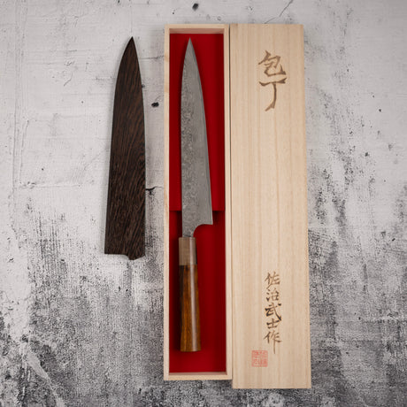 사지 타케시 SG2 블랙 다마스커스 스지히키 240mm 하트형 아이언우드 핸들
