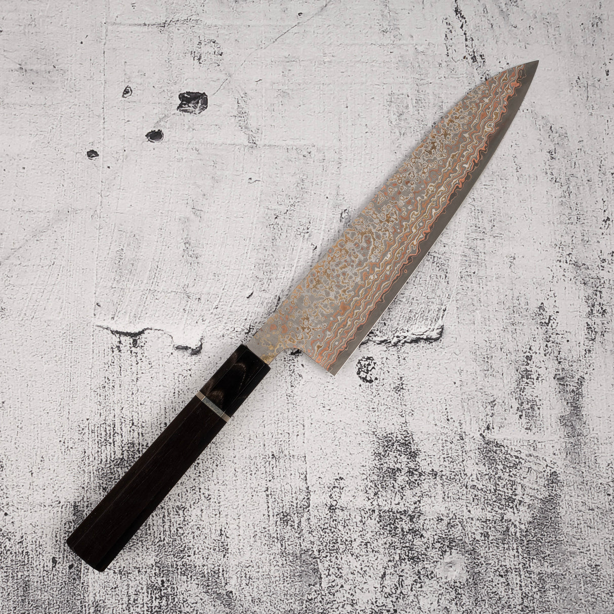 Takeshi Saji VG10 Rainbow Damascus Kurozome Gyuto 210mm