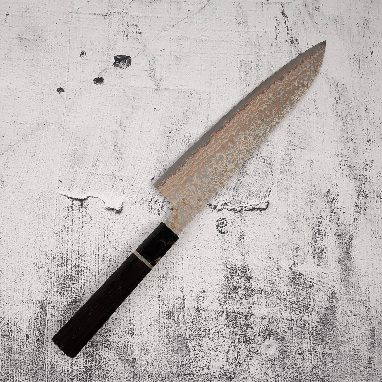 Takeshi Saji VG10 Rainbow Damascus Kurozome Gyuto 210mm