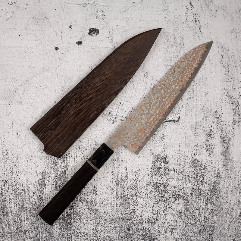 Takeshi Saji VG10 Rainbow Damascus Kurozome Gyuto 210mm