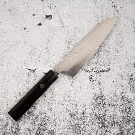 Takeshi Saji VG10 Rainbow Damascus Gyuto 180mm Ebony Handle Mosaic Pin