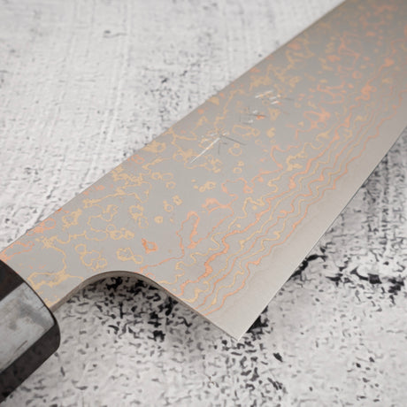 Takeshi Saji VG10 Rainbow Damascus Gyuto 180mm Ebony Handle Mosaic Pin