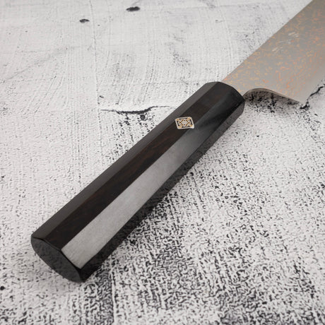 Takeshi Saji VG10 Rainbow Damascus Gyuto 180mm Ebony Handle Mosaic Pin