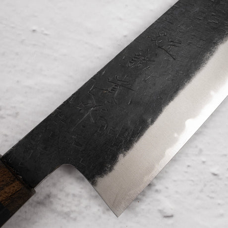 Tanaka Blue 2 Kurouchi Tsuchime Stainless Clad Bunka 165mm