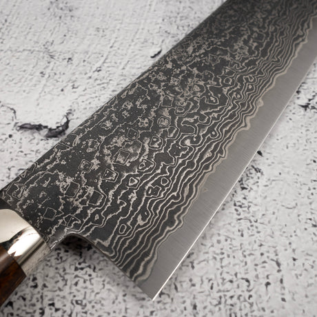 Tanaka R2 Etched Black Damascus Gyuto 180mm Ironwood Handle