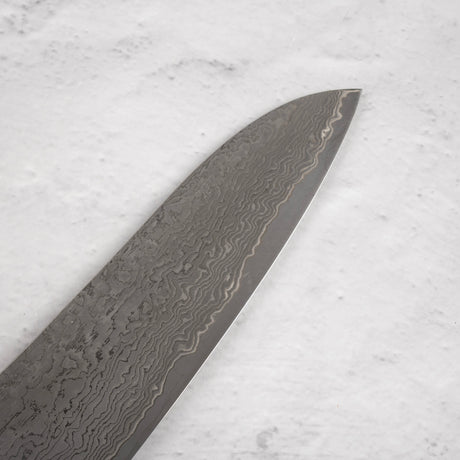 Tanaka R2 Etched Black Damascus Santoku 165mm Ironwood Handle