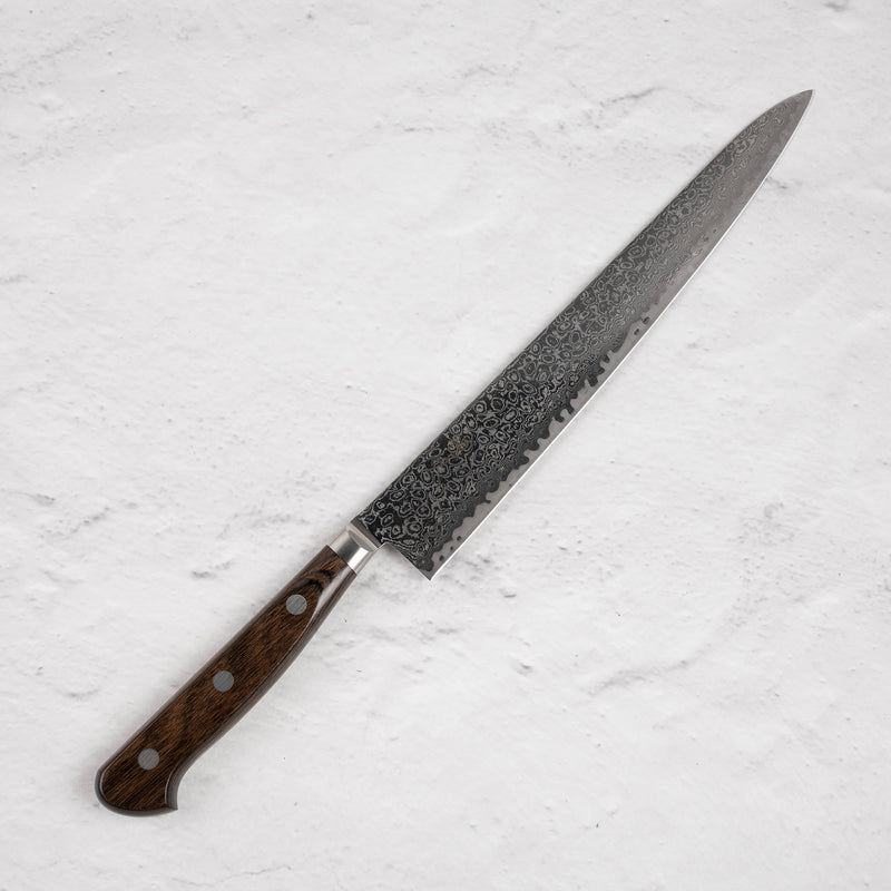츠네히사 AUS10 다마스커스 스지히키 240mm 브라운 핸들