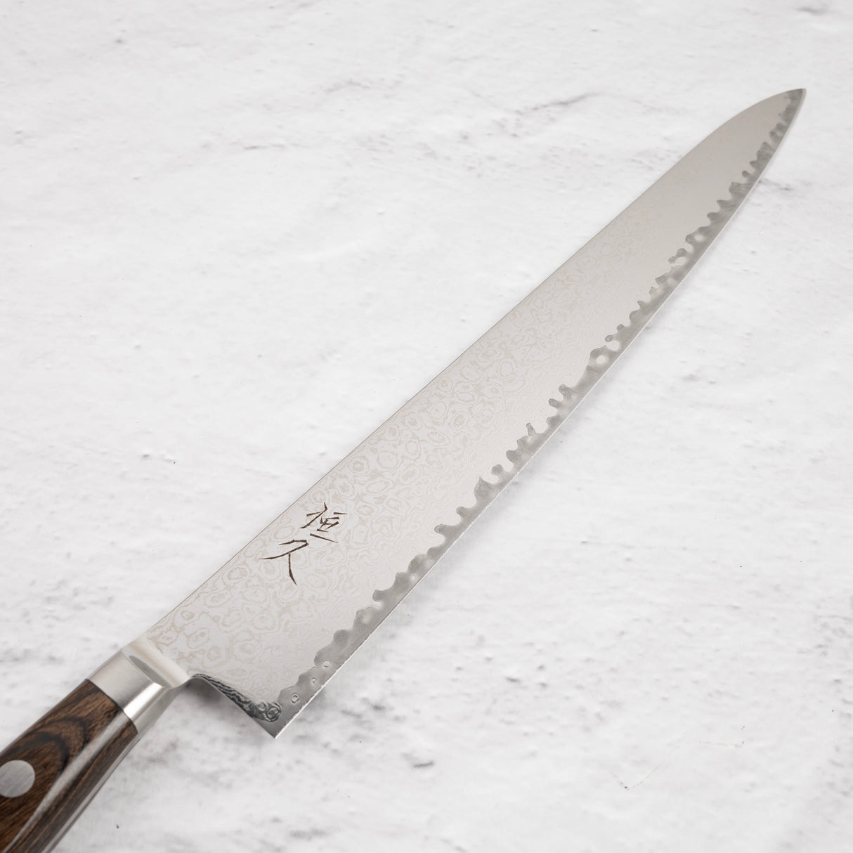 츠네히사 AUS10 다마스커스 스지히키 240mm 브라운 핸들