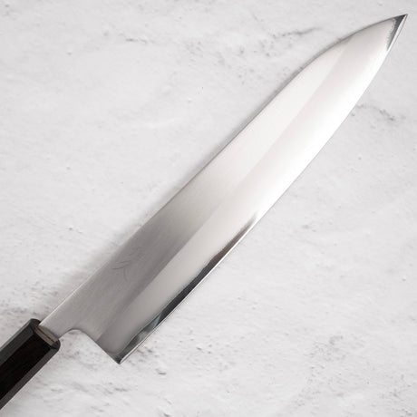 Tsunehisa White 1 Stainless Clad Migaki Gyuto 240 mm Ebony Handle