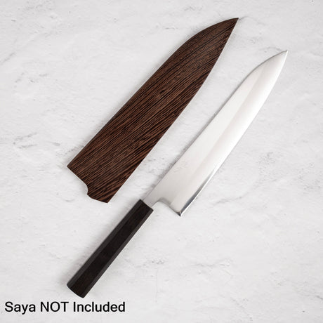 Tsunehisa White 1 Stainless Clad Migaki Gyuto 240 mm Ebony Handle