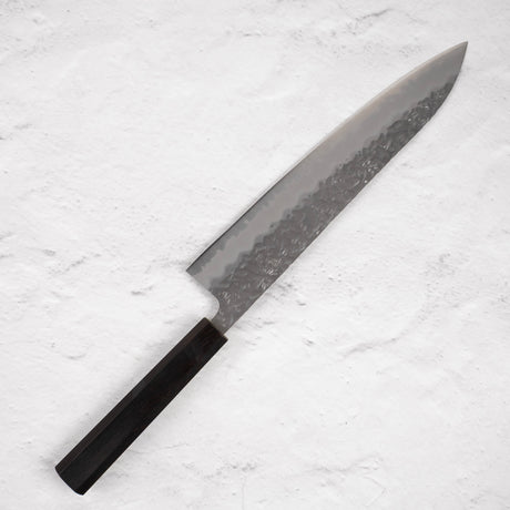 Tsunehisa White 1 Stainless Clad Tsuchime Gyuto 240 mm Ebony Handle