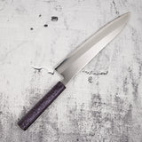 Tsunehisa White 1 S/S Clad Migaki Gyuto 240mm Purple Handle
