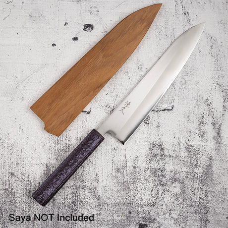 Tsunehisa White 1 S/S Clad Migaki Gyuto 240mm Purple Handle