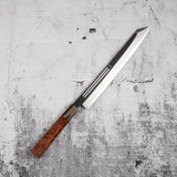 Yoshihiro Ginsan Double Fuller K-tip Yanagiba 270mm Amboyna with Saya
