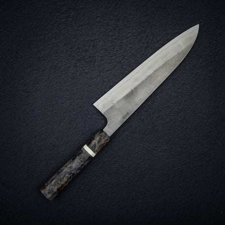 Hatsukokoro x Yoshikane SKD Nashiji Gyuto 210mm Extra Tall, Stablized Burl Handle