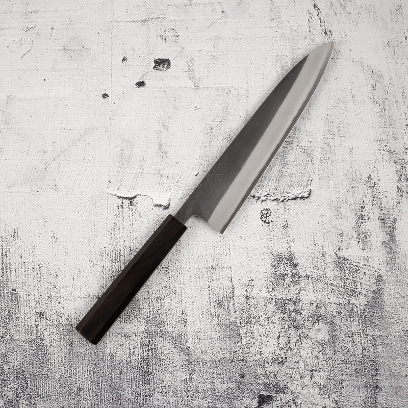 Yoshikane White 2 KU Nashiji Gyuto 210mm Stainless Clad Ebony by Hatsukokoro