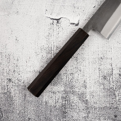 Yoshikane White 2 KU Nashiji Gyuto 210mm Stainless Clad Ebony by Hatsukokoro