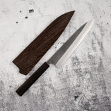 하츠코코로 x 요시카네 백2강 쿠로우치 나시지 스텐클래드 규토(셰프나이프) 210mm 에보니 핸들