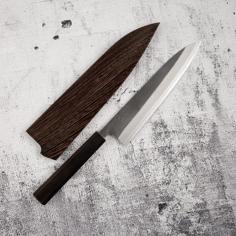 Yoshikane White 2 KU Nashiji Gyuto 210mm Stainless Clad Ebony by Hatsukokoro