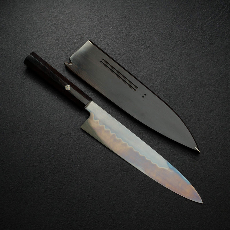 Exotic: Yoshikazu Ikeda White 1 Mizu-Honyaki Kachikaeshi Gyuto 240mm Ebony Set