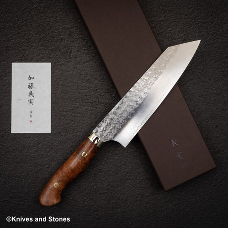 Yoshimi Kato SG2 Minamo Bunka 180mm Amboyna Burl Western
