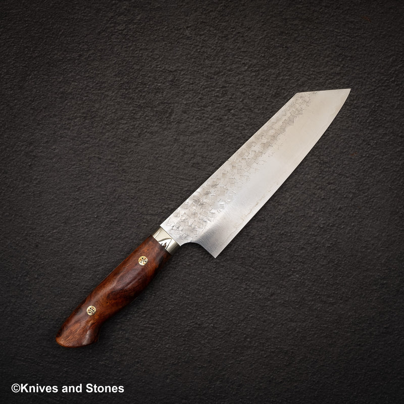 Yoshimi Kato SG2 Minamo Bunka 180mm Amboyna Burl Western, Shikakkei Tsuchime