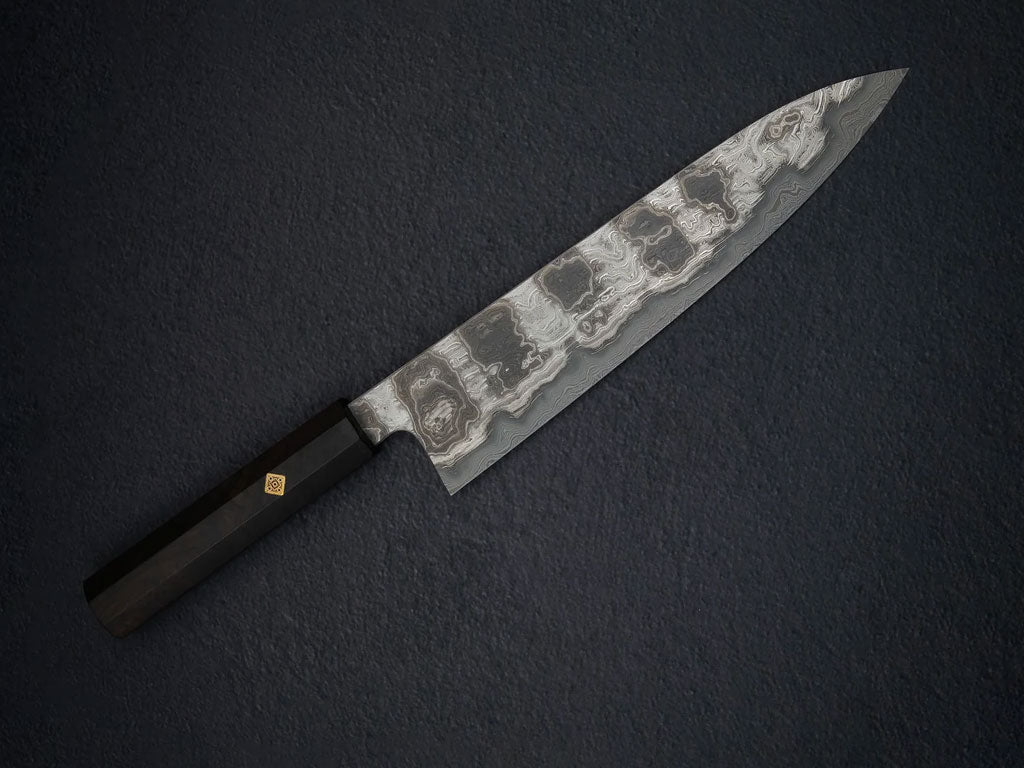 사각 핀 슬림 팔각 에보니 handle mounted on knife