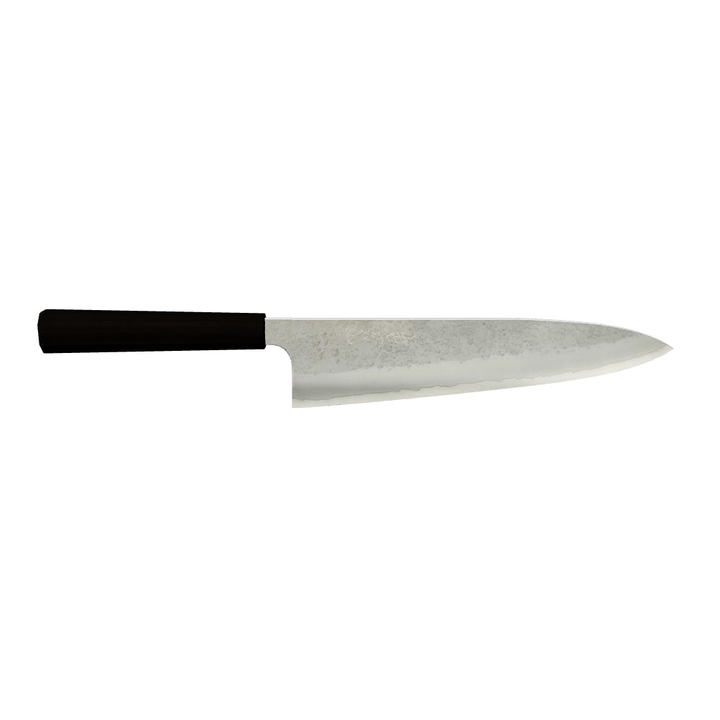 Interactive 3D view of K&S Yuepo SLD Nashiji Gyuto 240mm, textured nashiji finish and ebony handle