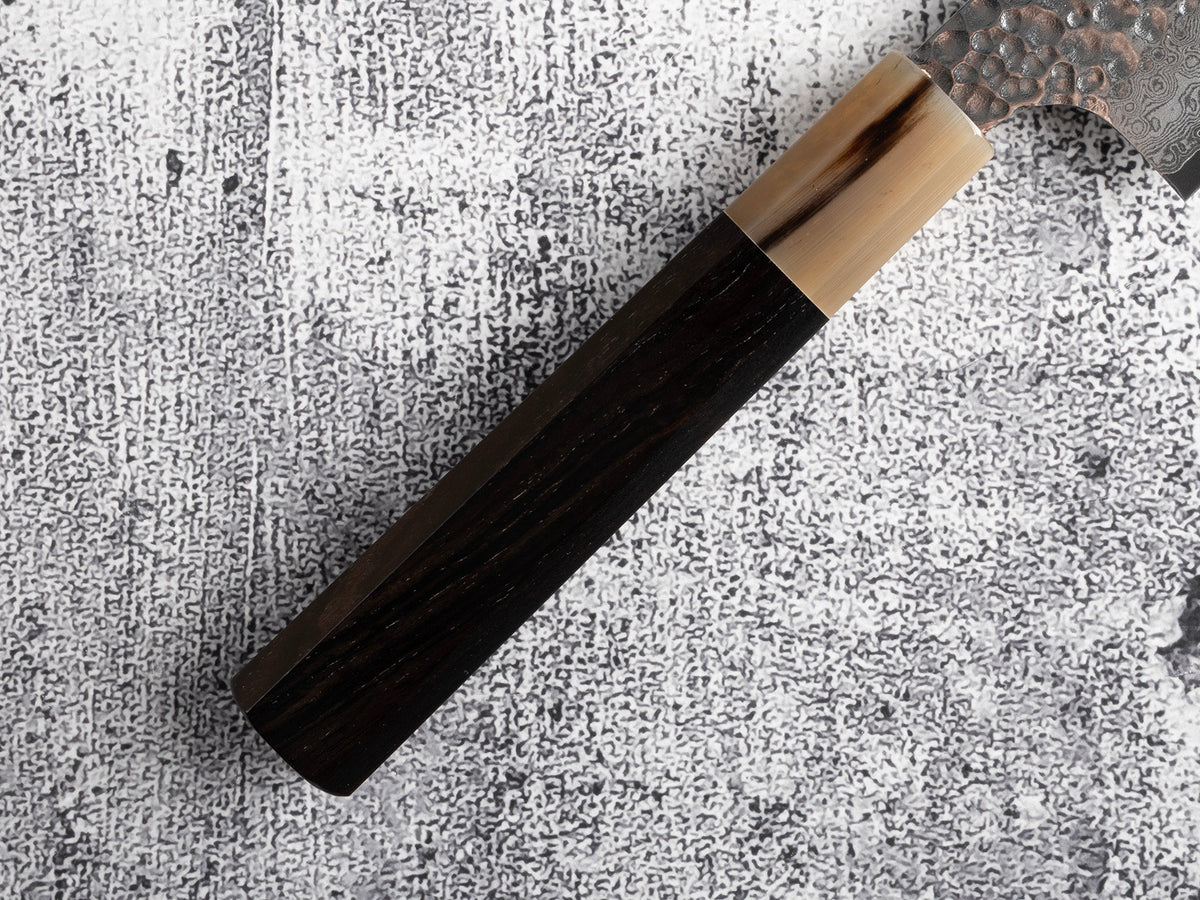 Octagonal Ebony Blonde Horn handle mounted on knife