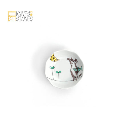Meow Theme Tapas Plate Set of 5 Kutani Ware