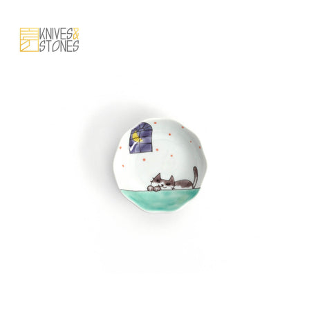 Meow Theme Tapas Plate Set of 5 Kutani Ware